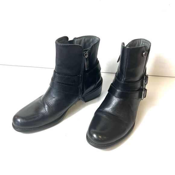 bussola Black Leather Classic Buckle Ankle Boots Booties Women’s EU 36 US 6-6.5 - Picture 3 of 13